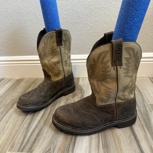 Justin Boots Mens SZ 8.5D Superintendent Cowboy Work Oil Slip Resistant Leather - Picture 1 of 9